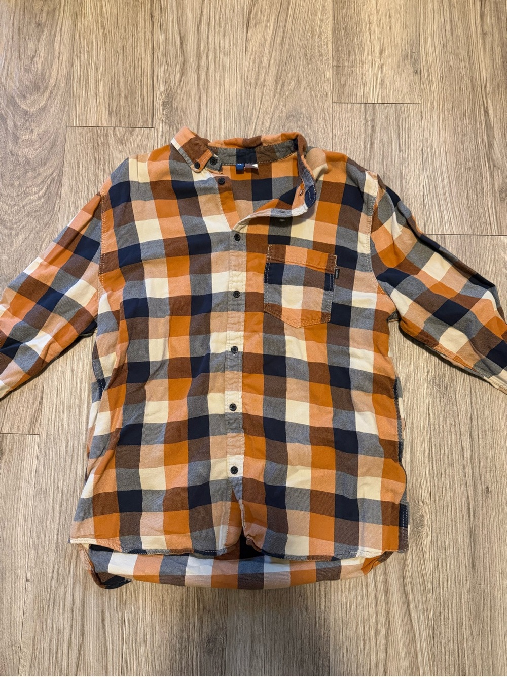 Divided Orange, Navy & Cream Plaid Button-Down Shirt